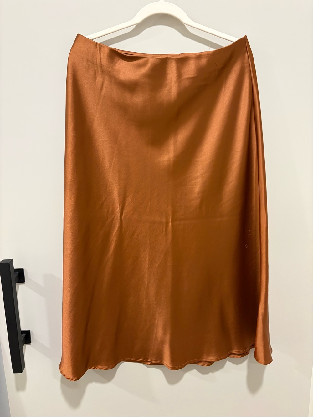 Satin Slip Skirt in Burnt Orange